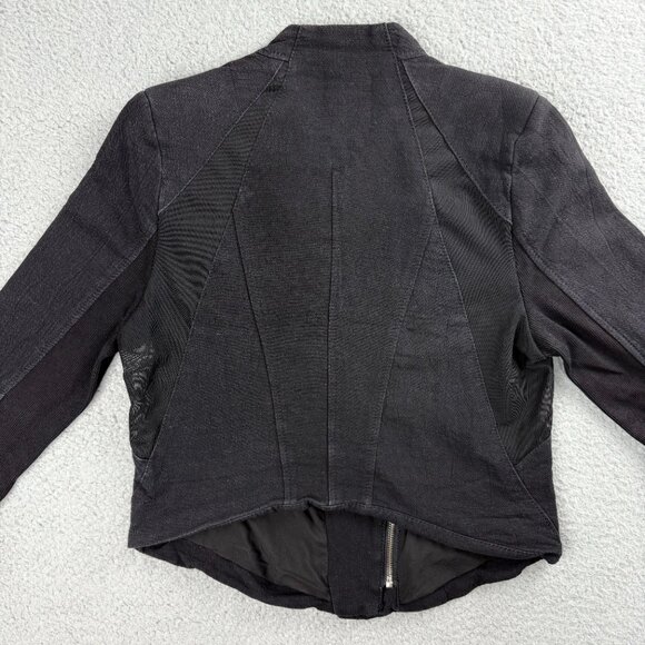 Blank NYC Jacket Womens Medium M Black Moto Asymmetrical Zip Cuff Mesh Biker - Picture 3 of 11